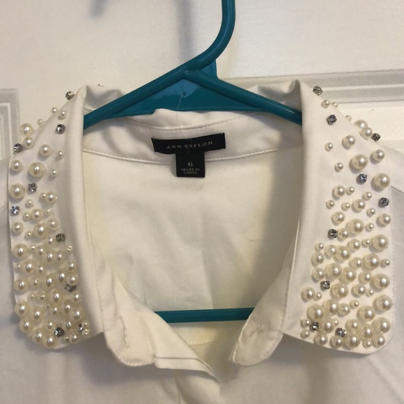 Ann Taylor Button Down with Embellished Collar - Picture 3 of 6